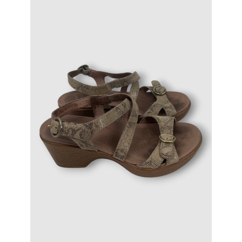 Dansko Snake Print Leather Strappy Platform Wedge Sandals Size 7 / EU 37 - Picture 3 of 10